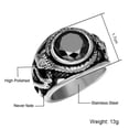 thumbnail image 2 of PAMTIER Men's Stainless Steel Vintage Silver Inlaid Round Gemstone Gothic Biker Double Band Snake Ring Statement Promise Black Size 9, 2 of 6
