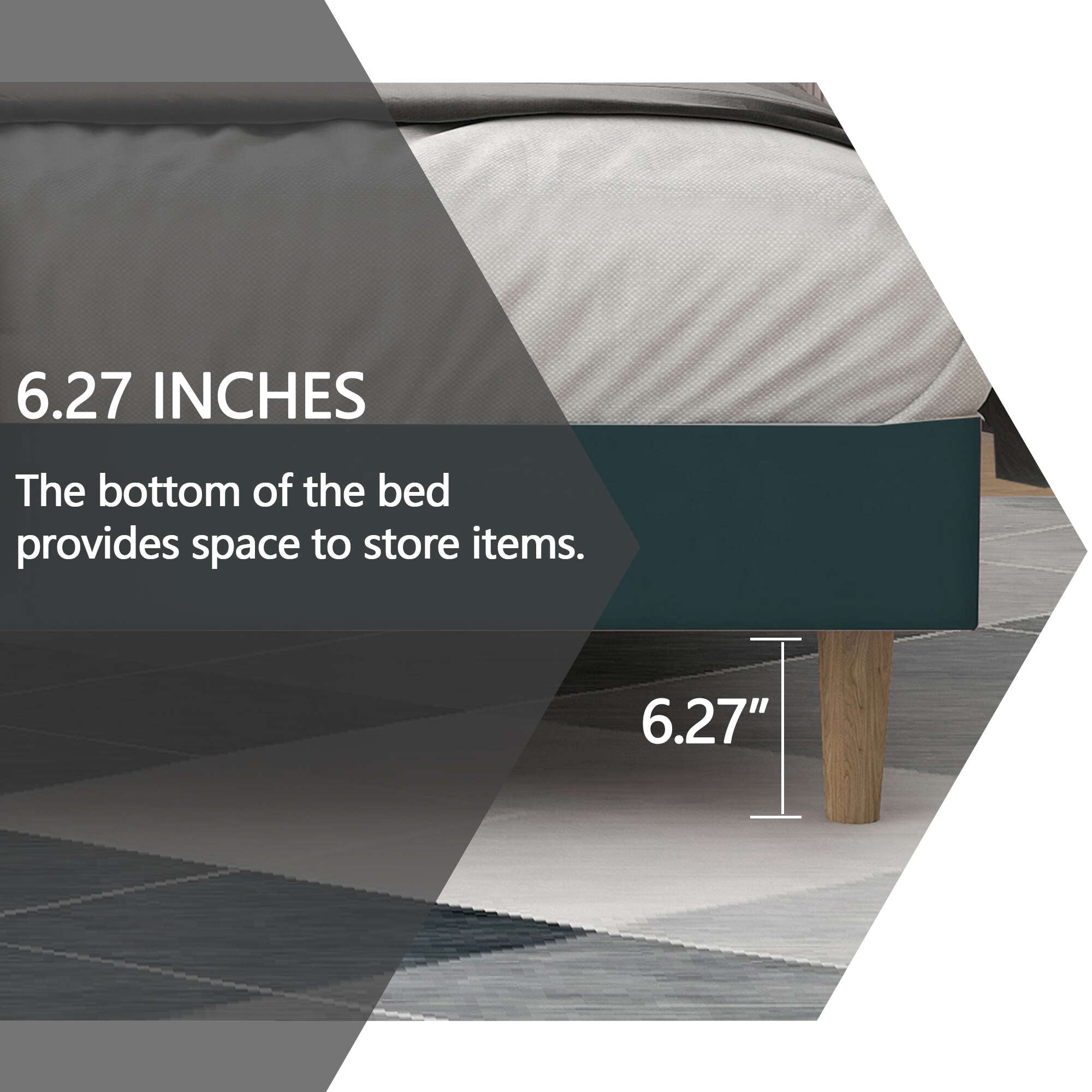 alazyhome King Size Upholstered Platform Bed Frame, Easy Assemble, Green Velvet