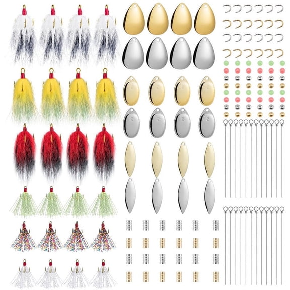 168PCS/Box Spinner Lure Making Kit Teaser Hooks Bass Freshwater DIY