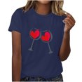 thumbnail image 1 of Diufon Hauts de la Saint-Valentin pour Femmes Décontracté Manches Courtes Col Rond Chandail Chemise Imprimé Graphique Mignon Tendance, 1 of 5
