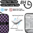 thumbnail image 4 of Purple and Black Checkered Pattern Insulated Lunch Bag with Shoulder Strap and Bottle Holder,Bento School Lunch Bag Box,11x9.5x3.5 Inches, 4 of 5