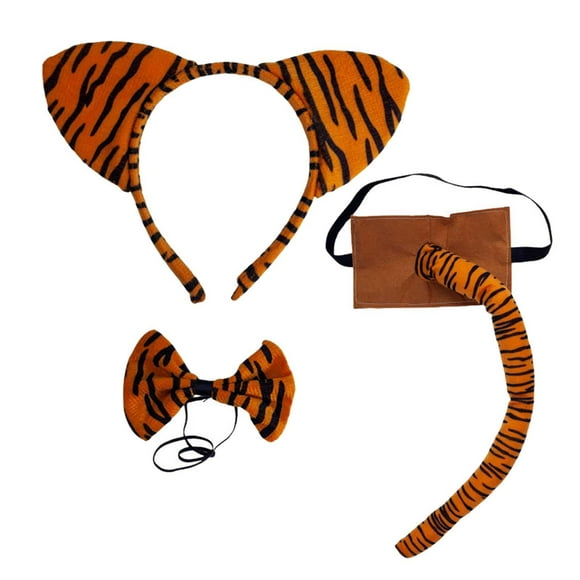 Disfraz de tigre para Halloween, diadema con orejas, diadema para Cosplay, aro para el pelo con cola de moño para disfraces de año Nuevo, espectáculos sin falda Yinane Disfraz De Tigre De Halloween