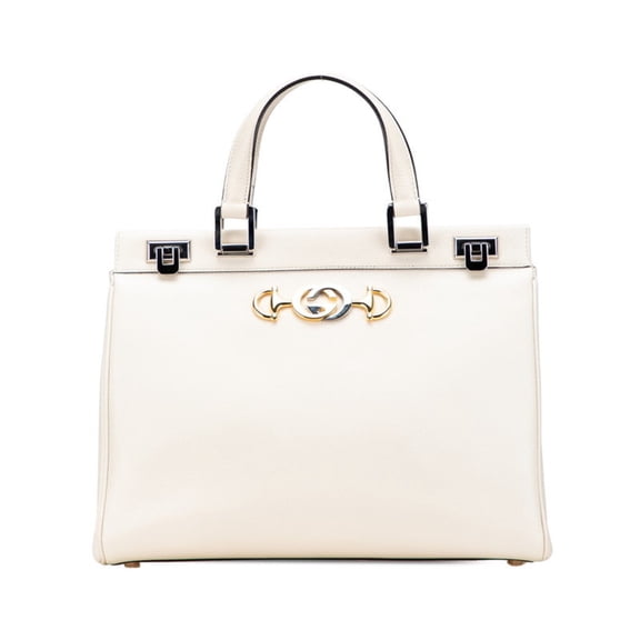 Pre-Owned Gucci Zumi Horsebit Handbag with Top Handles, 564714, White Leather,... (Good)
