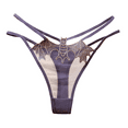 thumbnail image 2 of Fulorrnie Women's Bat Embroidered Thong Underwear Crisscross Straps Seamless Panties Lingerie Briefs Nylon Spandex Stretch Fit No Show Delicate Design, Light Purple, One Size, 2 of 4