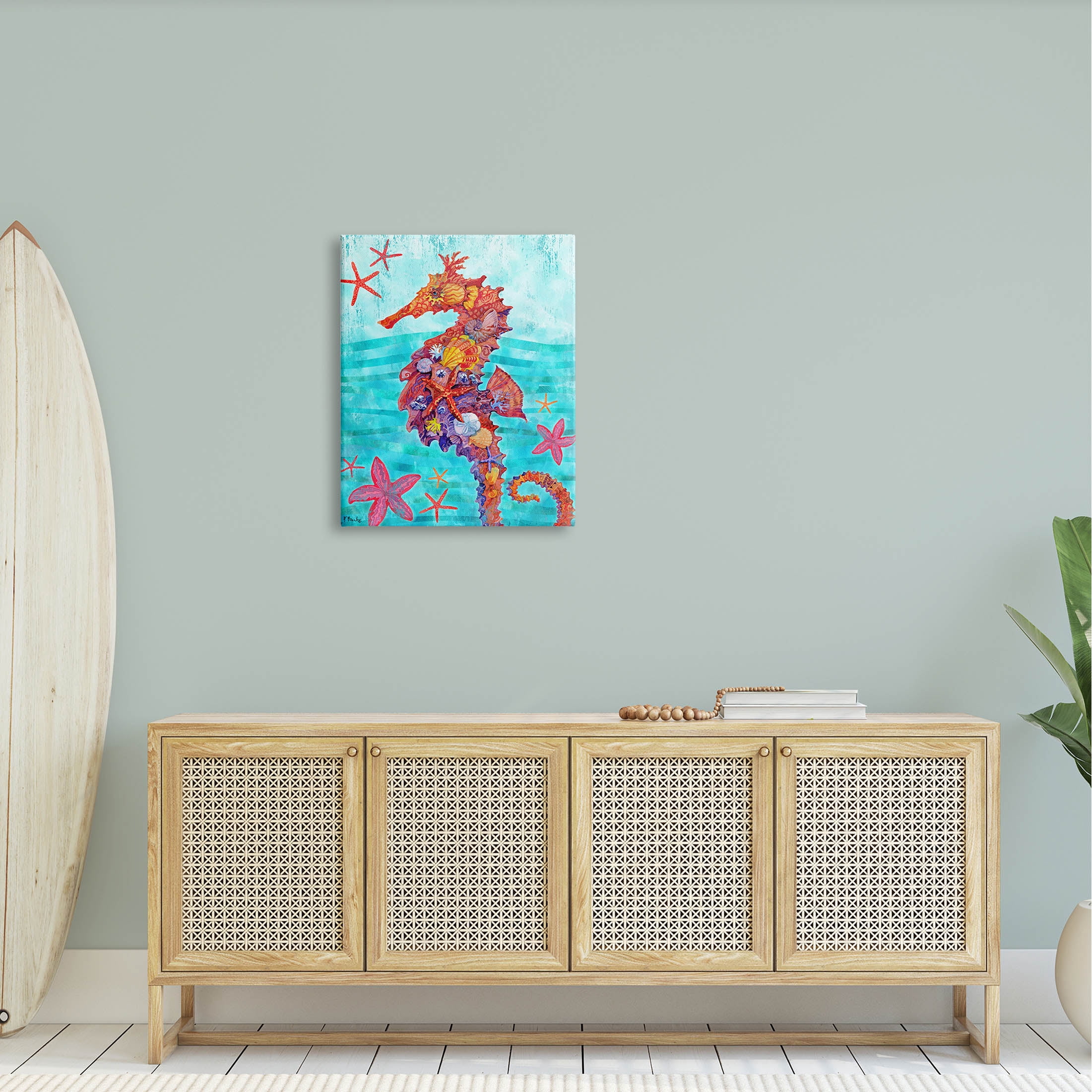 Stupell Industries Nassau Seahorse Aquatic Shell Collage Graphic Art Gallery Wrapped Canvas Print Wall Art, Design by Paul Brent