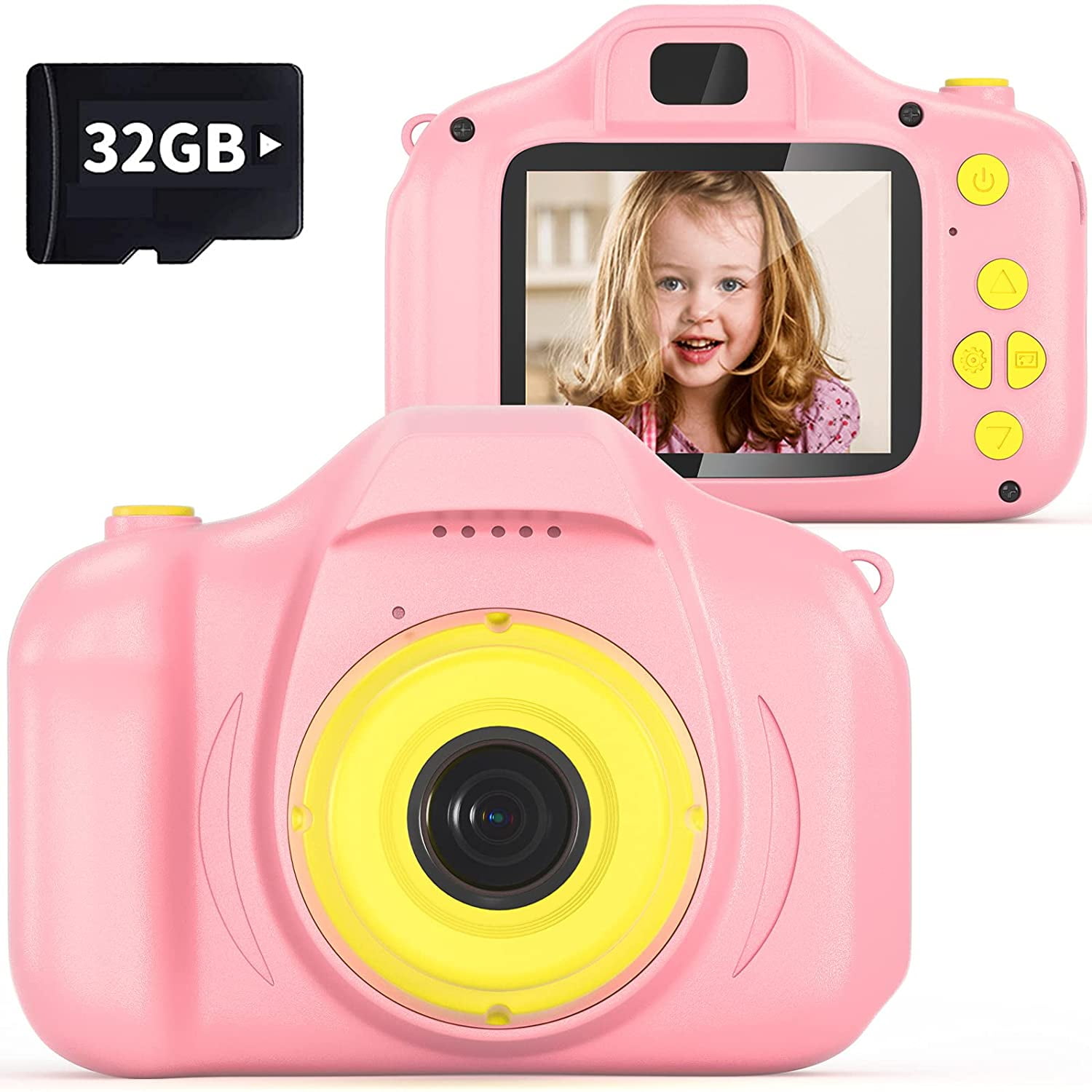 Video Recorder Anti-Drop LEAMBE Kids Camera Toys Gift for 3-10 Years Old Kids Digital Dual Camera with 32GB SD Card Suitable for Birthaday & chiristmas White 