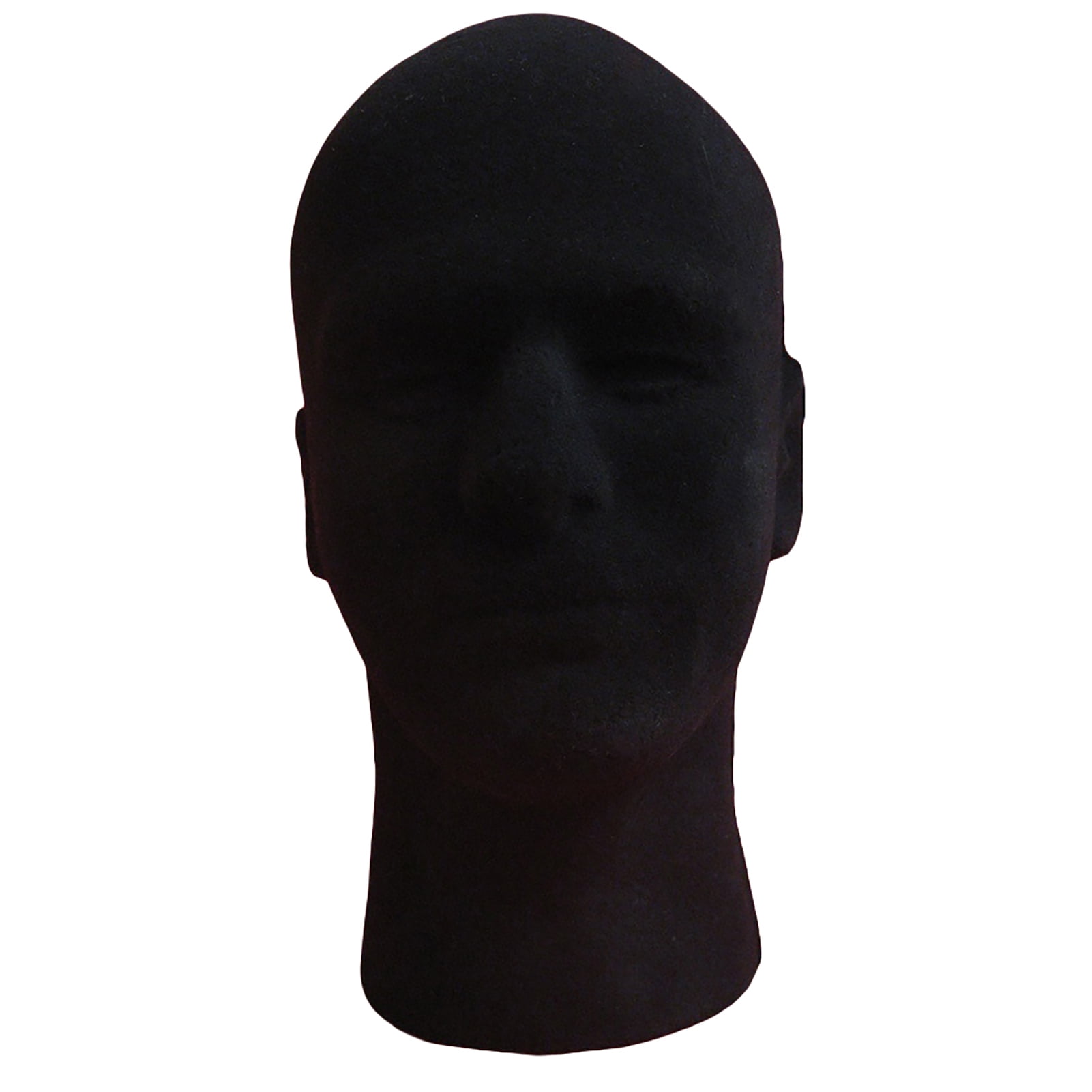 Male STYROFOAM FOAM black velvet like MANNEQUIN head display wig hat glasses 4pc 