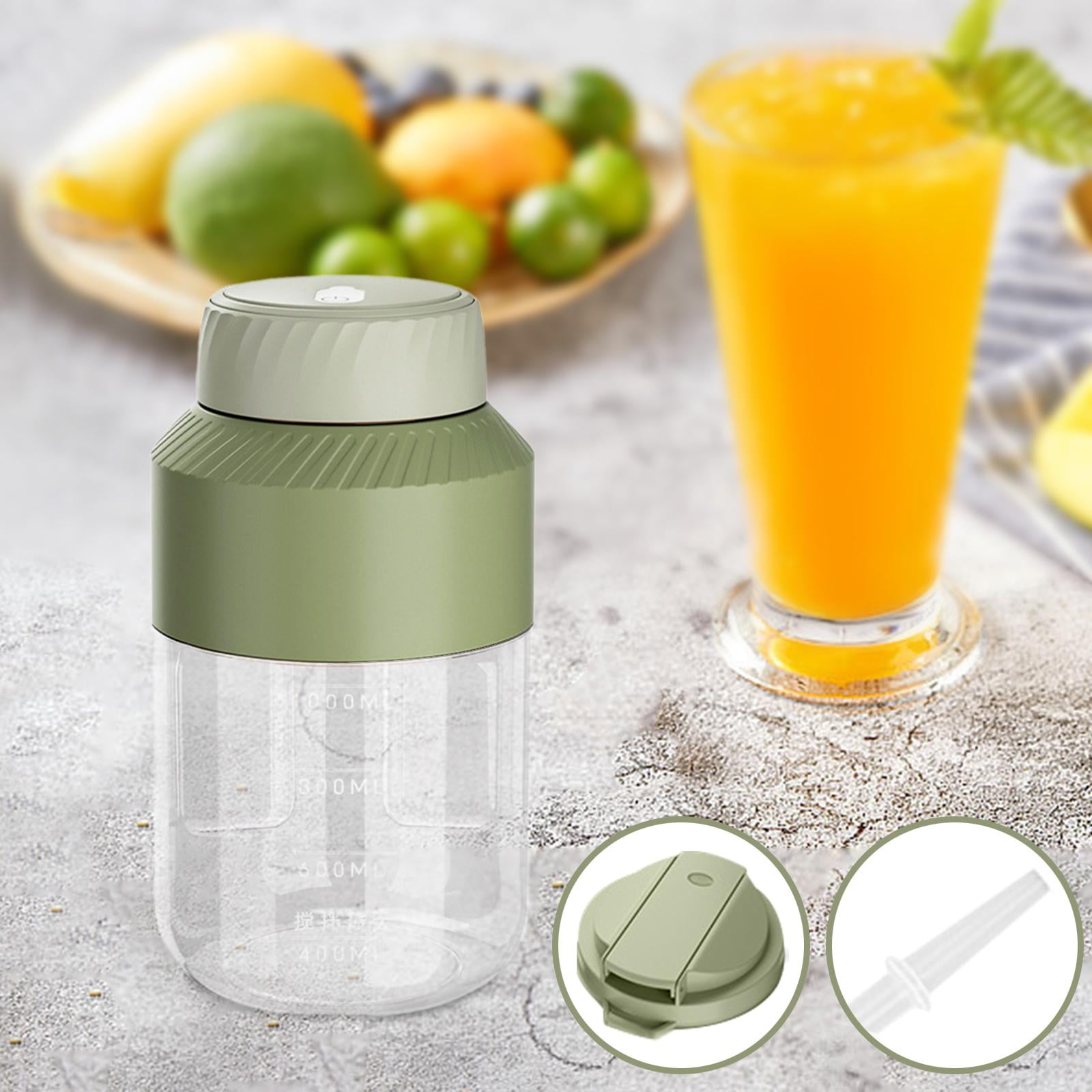 Baoblaze Portable Blender Cup Shakes USB 1000ml Automatic Electric Juicer Cup Juicer for Travel Office Sports Two Lids