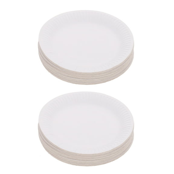 MEIBUTYUP Disposable Waterproof White Paper Plates 50Pcs for Child Drawing Trays