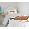 thumbnail image 4 of Ambesonne Turkey Quilted Bedspread Set 2 Pcs, Cartoon Fun Character, Twin Size, Multicolor, 4 of 6