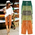 thumbnail image 2 of PUMISAS Summer Casual Shorts For Women Solid Color Half Length Pants Elastic And Adjustable Waistband Drawstring Shorts Comfortable Casual Loose Pants With Pockets, 2 of 4