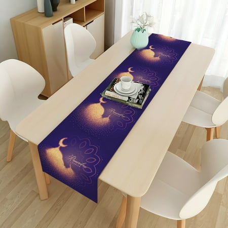 

Ramadan Decoration Table Runner with Gold Star and Moon for Ramadan Table Decor