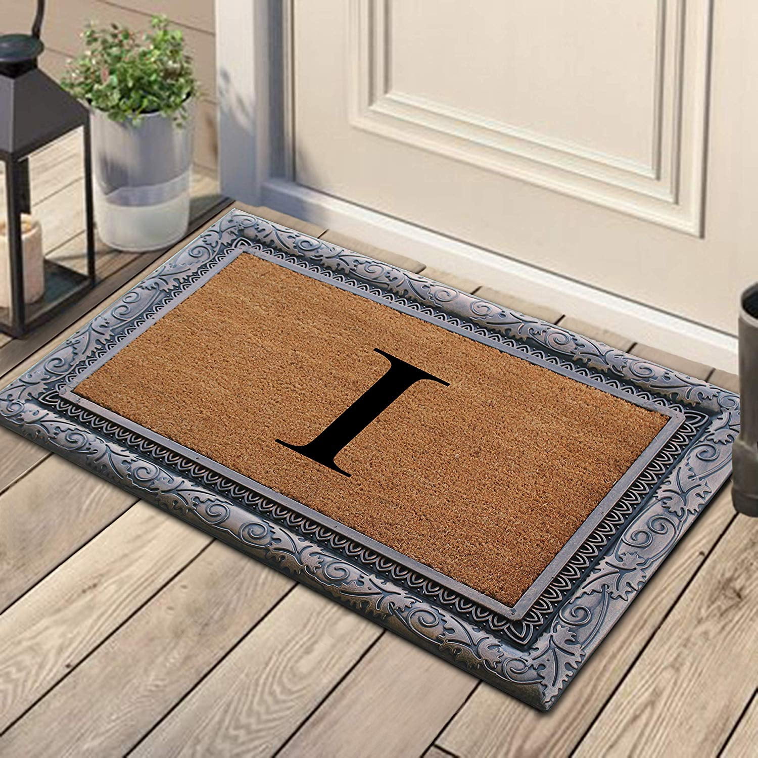 A1HC First Impression Rubber and Coir Albena 24" X 36" Bronze Finished Heavy Duty Monogrammed Doormat