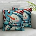 thumbnail image 3 of Qinduosi Warm Winter Wishes Blue Decorative Throw Pillow Covers Set of , Snowman Merry Christmas Let It Snow Porch Outdoor Home Decor, Buffalo Plaid Check Joy Holiday Couch Cushion Case, 3 of 5