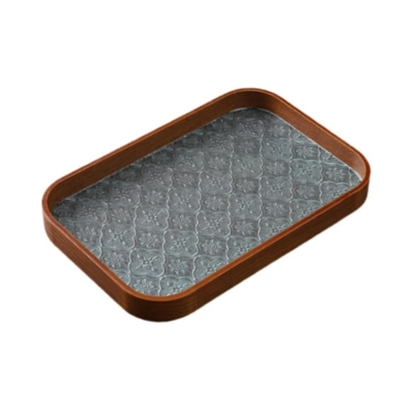 Bandeja de madera para servir, bandeja de madera para té, bandeja para servir, paleta de vidrio repujado, desayuno Rectángulo