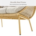 thumbnail image 6 of PARKWELL Double Wicker Egg Chair with 2 Ottomans and Cushions - Patio Oversized 2 Person Egg Basket Lounge Chair for Indoor Outdoor Living Room 550lb - Beige, 6 of 10