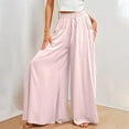 thumbnail image 4 of WULMLEO Women Summer Beach Vacation Pants High Waisted Wide Leg Pants Printed Loose Flowy Casual Palazzo Lounge Trousers Pink 2XL, 4 of 6