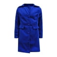 thumbnail image 4 of WCMZJ Women's Plus Size Notched Lapel Single Breasted Business Casual Wool Blend Long Trench Coat with Pockets Blue XL, 4 of 4