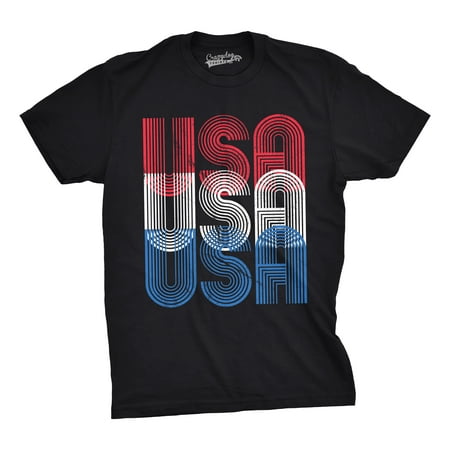 Mens USA USA USA Funny T shirts Red White Blue Retro Designs Cool Graphic T shirt