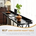thumbnail image 2 of Ktaxon Mid-Century Modern 82-inches Bar table, Long Pub Table with Curved Metal Frame, Rustic Counter Height Desk for Dining Room, Kitchen, Bar, Black, 2 of 11