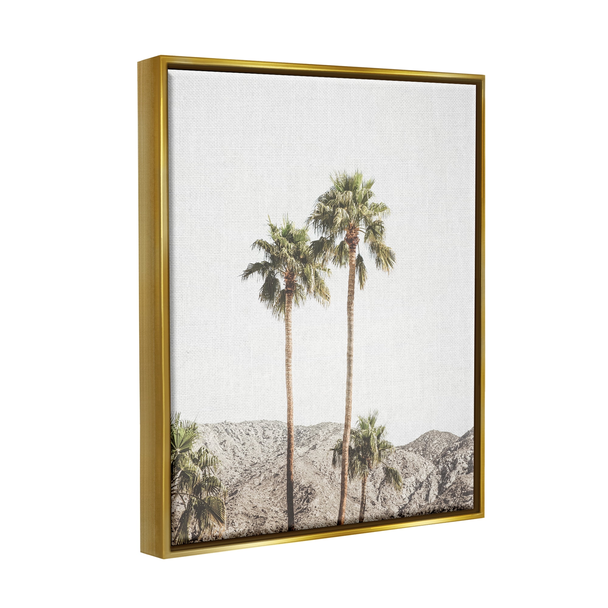 Stupell Industries Looming Palm Trees Photography Botanical & Floral Photography Gold Floater Framed Art Print Wall Art, 17 x 21