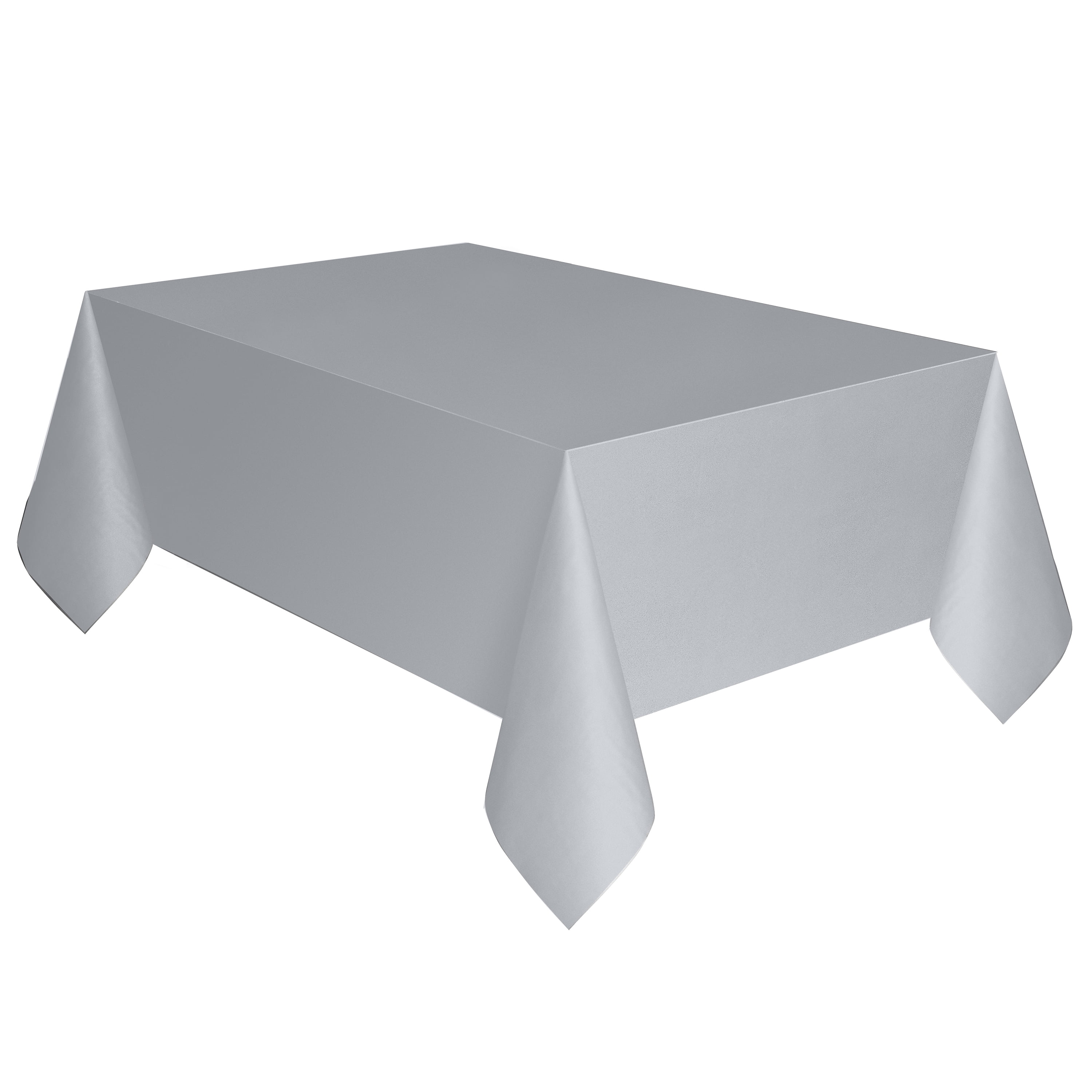 Plastic Silver Table Cover, 108" x 54"