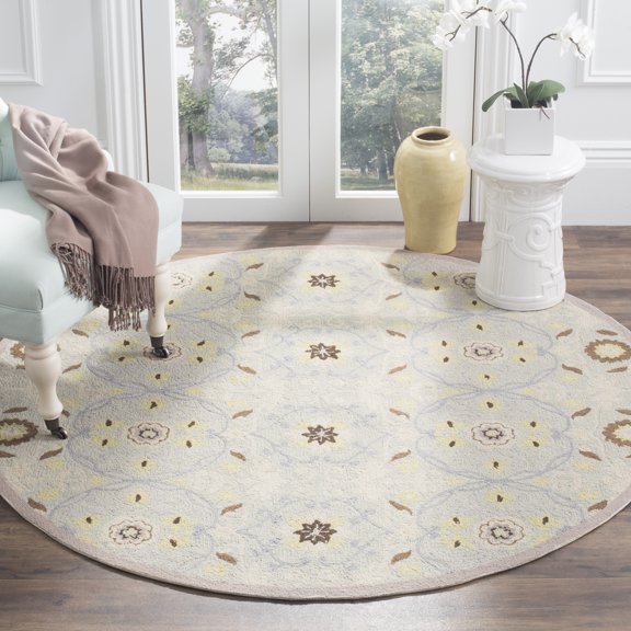 Safavieh Chelsea Odetta Geometric Area Rug, Light Blue/Ivory, 5'6" x 5'6" Round