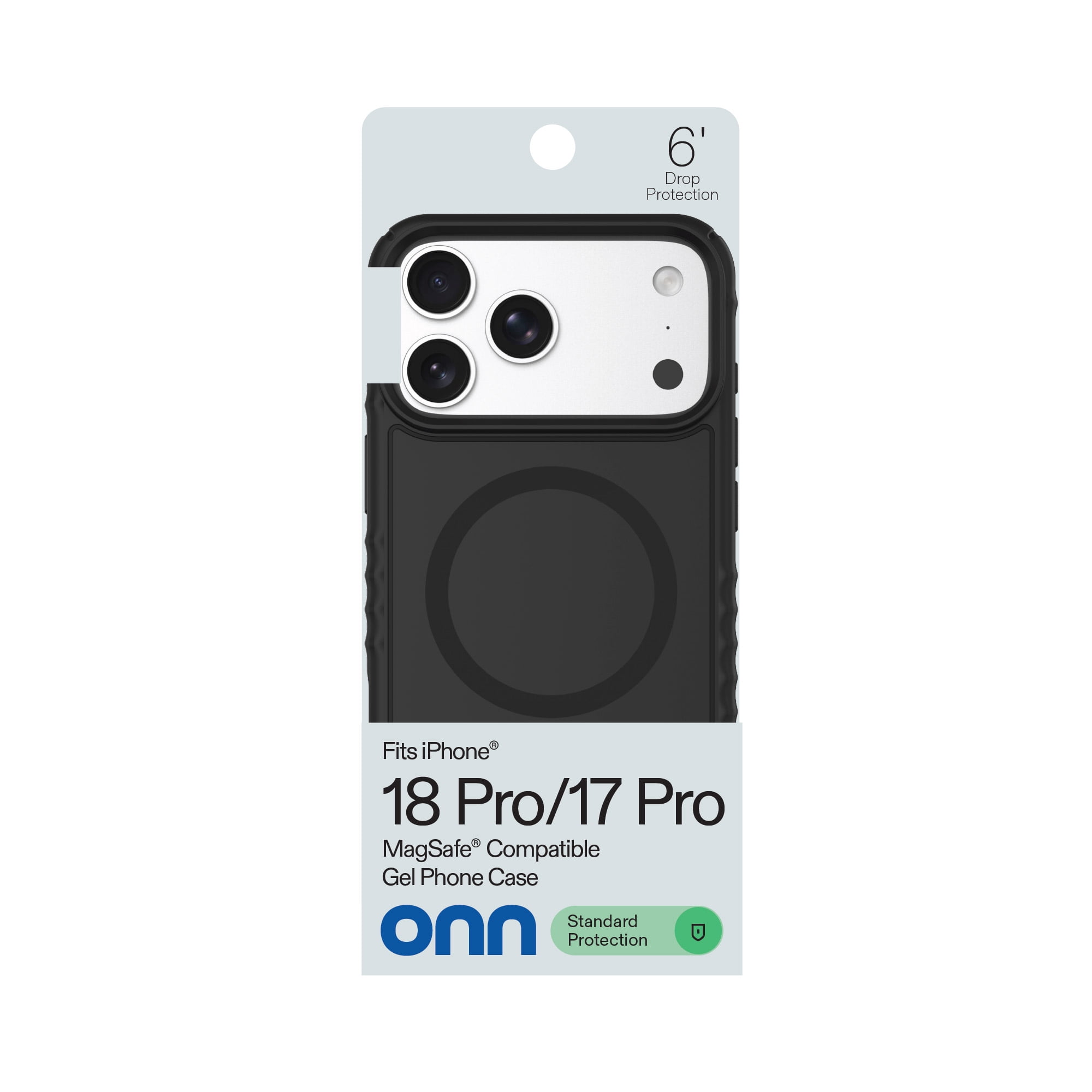 onn Protective Gel Phone Case for iPhone 18 Pro / 17 Pro, MagSafe Compatible - Black