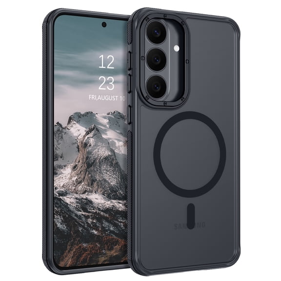 DOMAVER Magnetic Case Compatible with Samsung Galaxy S26 FE 5G, Translucent Matte Back Shockproof Slim Phone Cover with Non-Slip Grip & Raised Camera Guard, Black