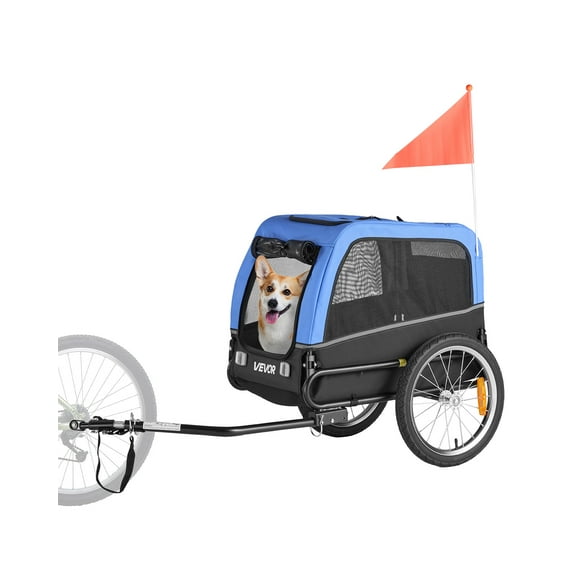 VEVOR Dog Bike Trailer, Supports up to 66 lbs,Pet Cart Bicycle Carrier for Small & Medium Dogs, Easy Folding Frame with Quick Release Wheel, Universal Bicycle Coupler, Reflector, Flag, Internal Leash