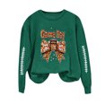 thumbnail image 5 of Uootdi Game Day Womens Sweatshirts Crew Neck Long Sleeve Football Stitch Leopard Bow Graphic Print Sweatshirt for Women Loose Fit Lightweight Womens Tops, 5 of 6