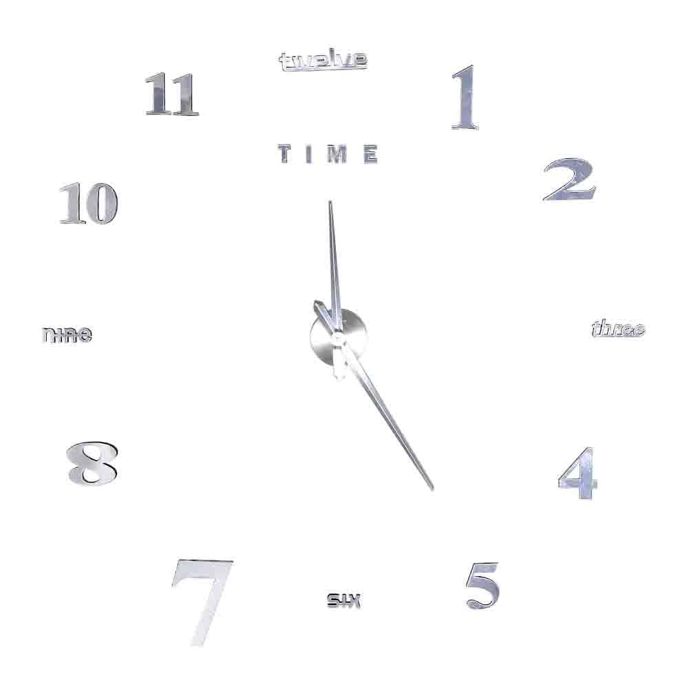 TOPINCN Modern DIY Large Wall Clock Kit 3D Mirror Surface Sticker for