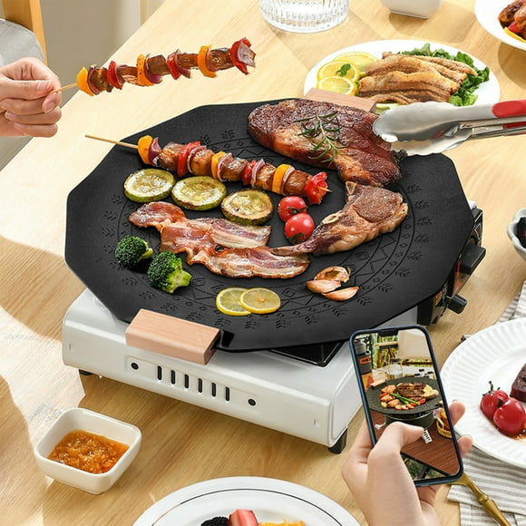 Danhjin Poêle-Gril McRib Antiadhésive Poêle-Gril Nosmoke Poêle-Gril Domestique à Induction au Gaz à Double Usage Gadgets de Cuisine