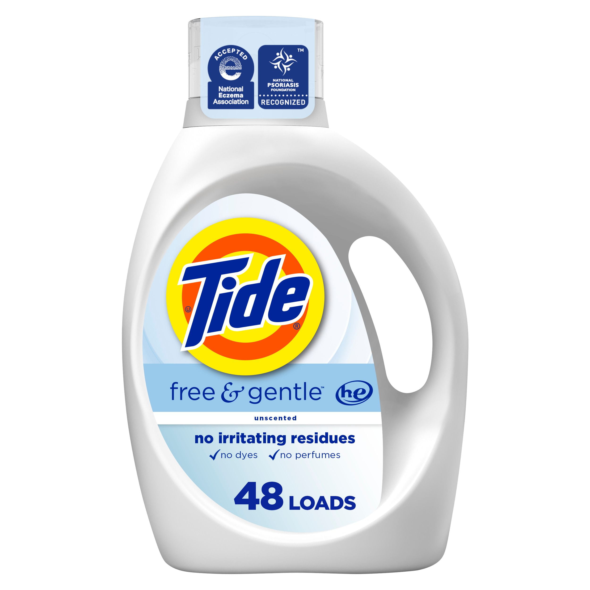 Tide Free & Gentle Liquid Laundry Detergent, Tide Laundry Detergent, Clean Laundry Detergent, 1.86L