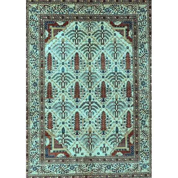 Ahgly Company Indoor Rectangle Abstract Light Blue Modern Area Rugs, 8' x 10'