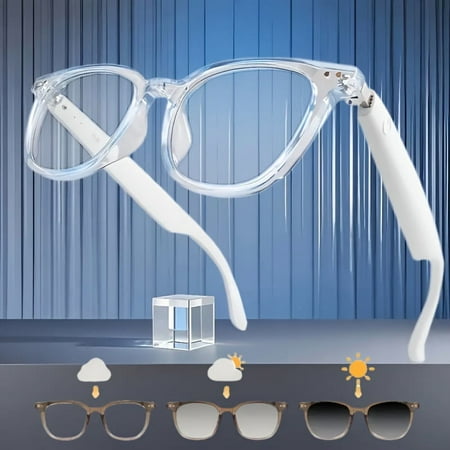 Wireless smart glasses with photochromic & blue light lenses, touch control and premium audio. Support hands-free calls and music, ideal for work, sports, driving and Halloween gifting.