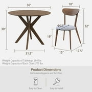 Costway 3 PCS Dining Table Set Modern Round Kitchen Table and Chairs Set for Dining Room