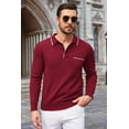 thumbnail image 3 of COOFANDY Knit Polo for Men Long Sleeve Collared Sweater Polo Business Casual Polos with Pocket, 3 of 10