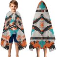 thumbnail image 3 of Colorful Geometric Triangle Diamond Pattern Hooded Bath Towel，50"x30" for Ages 3 To 12 Kids, Quick Dry Lightweight Soft Microfiber Hood Beach Towel Cover Up for Kids, 3 of 7