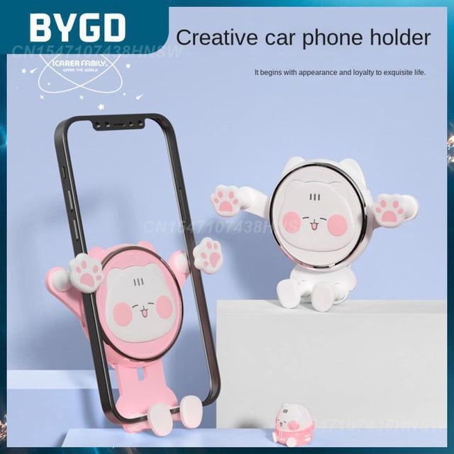 Creative Cartoon Cute Female Mobile Phone Rack Arbitrary Rotation Lovable Ike Family Car Holder Exquisite Universal Durable01United States He Qiyong unisex