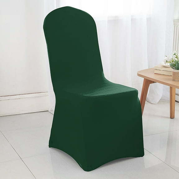 Wedding Linens Inc. (2pcs) Premium (200 GSM) Spandex Stretch Elastic Lycra Banquet Chair Covers - Hunter Green/Holly Green