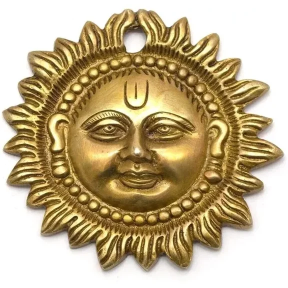 Beautiful 3" Brass Sun Surya Idol Wall Hanging Home Entrance Home Décor Gift
