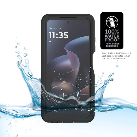 Body Glove Tidal Waterproof Phone Case for Motorola moto g power (2026, 2025) - Black/Clear