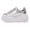 Silver, variant on LUCKY STEP Wedge Canvas Fashion Sneakers Low Top Retro Casual Shoes,White,Womens