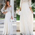 thumbnail image 3 of Jupes Maxi de Plage pour Femmes en Dentelle Florale, Taille Haute Élastique, Plissées, Coupe A, 3 of 8