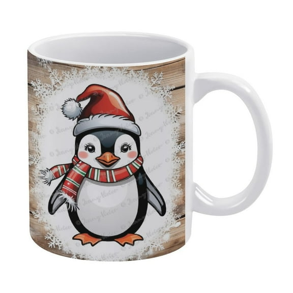 Cute Penguin Coffee Mug - 330 ml / 11 oz White Ceramic Mug - Tea Cup for Xmas Birthday Party