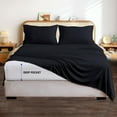 thumbnail image 4 of 600 Thread Count 4 Piece Quality Sheet Set 15 Inch Deep Pocket 100% Egyptian Cotton Color Black Solid Size Full, 4 of 6