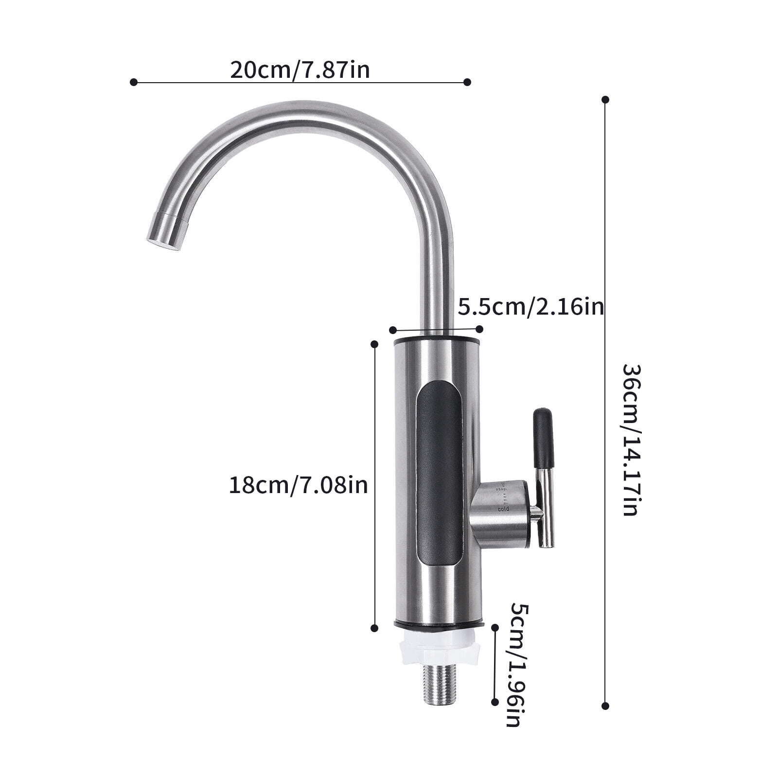 304 SS 360° Electric Heating Faucet Heater Faucet,110V Corded Electric Instant Heating Water Faucet 3000W