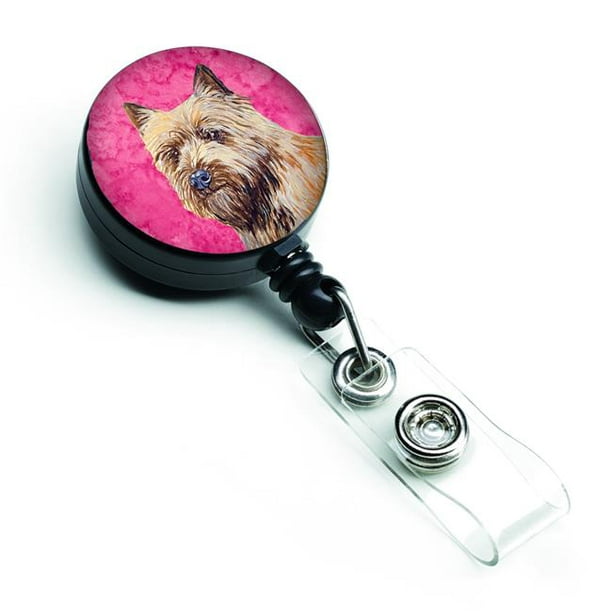 Bobine de Badge Rétractable Cairn Terrier Rose