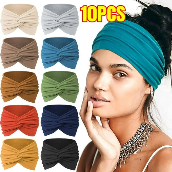 10 PCS  Headbands African Wide Hair Wrap Extra Turban Head Bands for Lady Large Sport Workout Stretch Non-slip Big Hair Bands